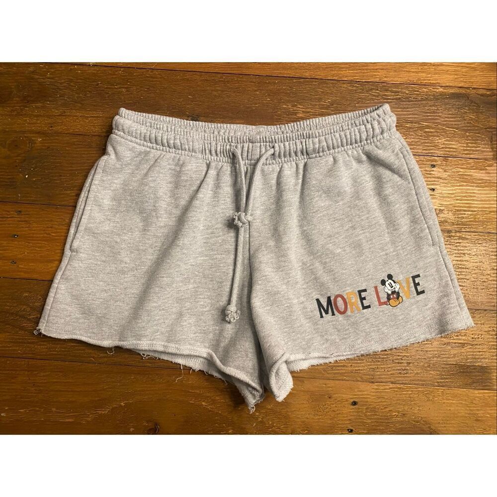 Disney S/M lounge pajama shorts pants grey more love Mickey Mouse